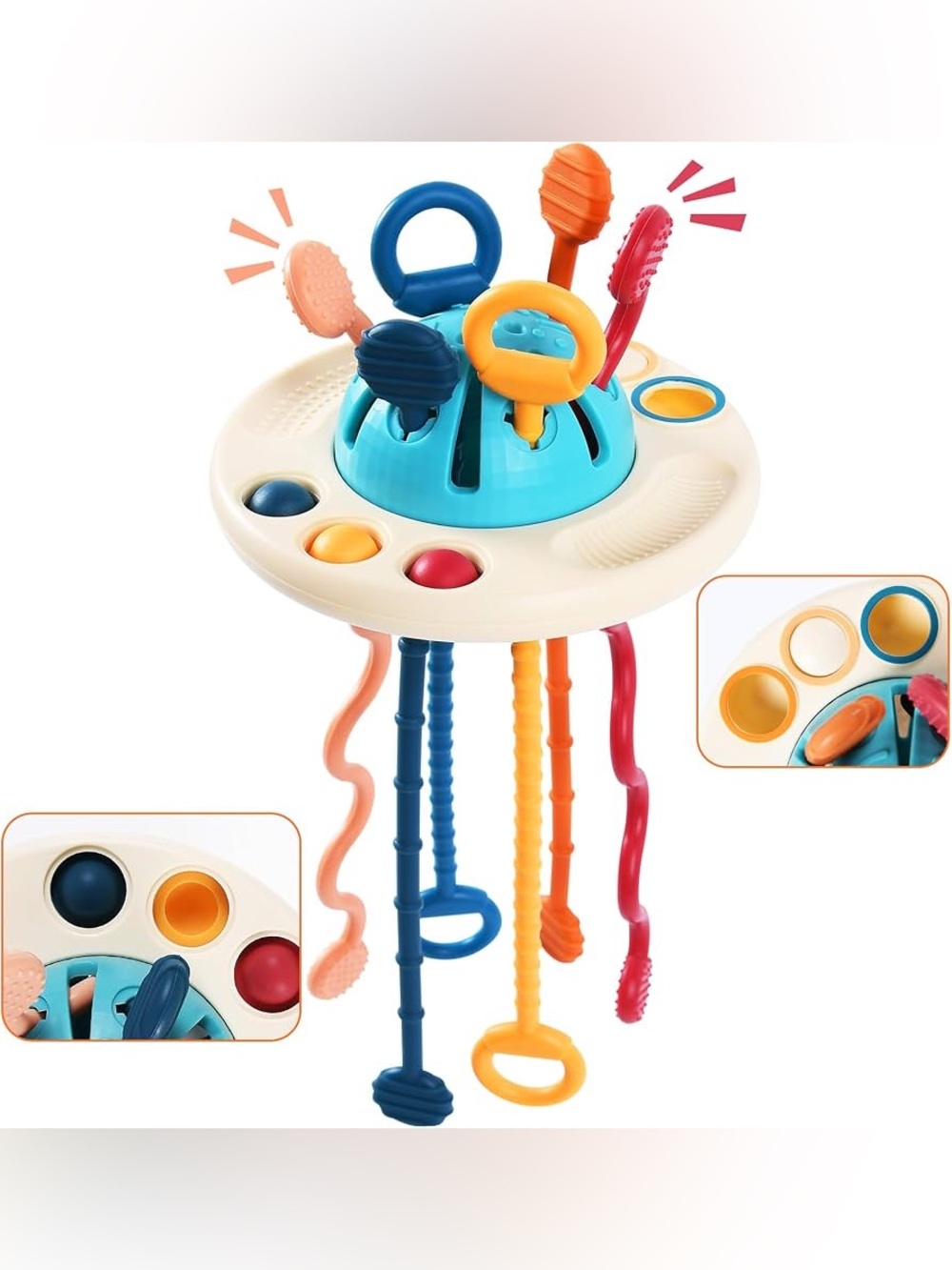 Montessori Toddler Baby Silicone Pull String Sensory Learning Activity Toy Gift